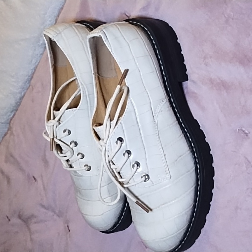 Sugar Off White/Cream Platform Oxford Shoes